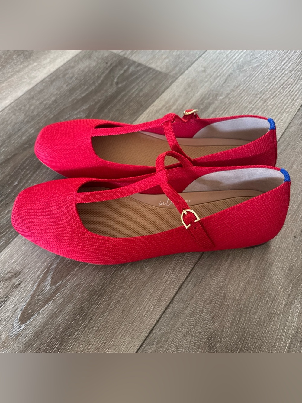 ROTHY'S The T-Strap Mary Jane Red Crisp Women's Flat Size US 10.5 NWOB - Picture 6 of 9